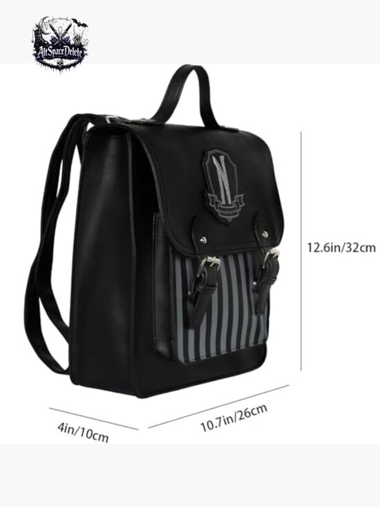 Gothic Faux Leather Daypack Backpack Lightweight Waterproof Adjustable Strap